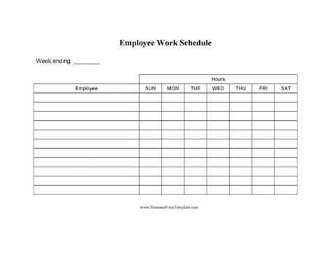 Printable hourly employee work schedule templare pdf download. Blank Employee Work Schedule Template Word Doc - PDF Format | e-database.org