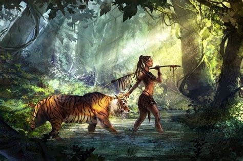 La Guerrera Y El Tigre Tiger Art Fantasy Art Women Warrior Woman