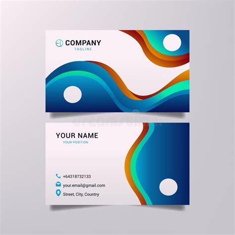 Modern Wave Business Card Template Design Vector Image Stock Vector