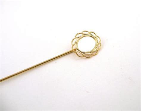 Vintage Gold Metal Hat Stick Pin Blank No Bezel Hat Pin Etsy