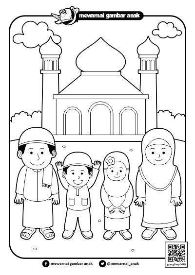 Gambar Mewarnai Ramadhan Warna Anak Kartun