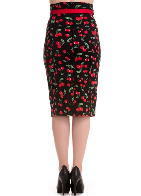 Hell Bunny Cherry Pop Pencil Skirt Attitude Clothing
