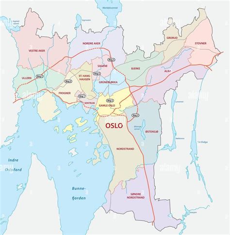 Map Of Oslo Neighborhood Surrounding Area And Suburbs Of Oslo