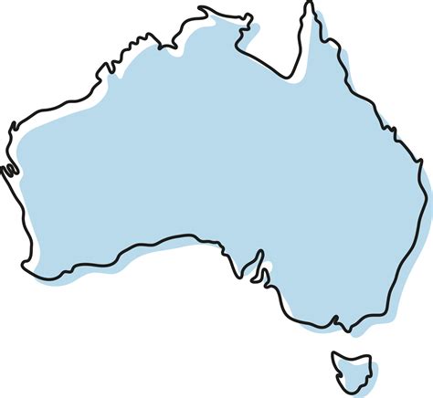 Stylized Simple Outline Map Of Australia Icon Blue Sketch Map Of