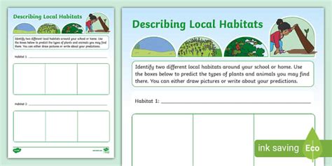 Ks1 Describing Local Habitats Activity Sheet Twinkl