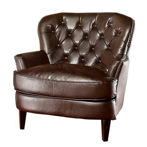 Brown Leather Armchair Chair Living Room Bedroom Hallway Club Office