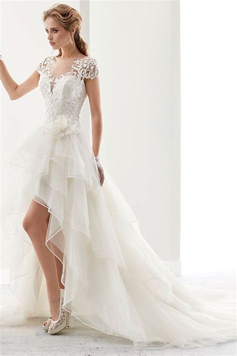 Lace High Low Ruffled Tulle Wedding Gown Wedding Dresses High Low