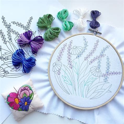 Lavender And White Daisy Hand Embroidery Pattern Digital Etsy Hand