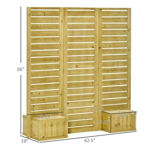 Outsunny Privacy Screen W Planter Box Raised Bed W 3 Panel