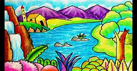 How To Draw A Waterfall Landscape Art For Kids Hub Goimages Base
