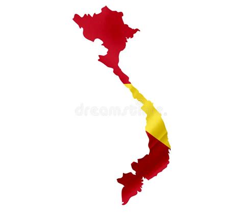 Map Of Vietnam With Waving Flag Isolated On White Stock Illustration