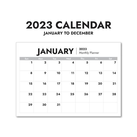Premium Vector Minimalist Monthly Planner Calendar 2023