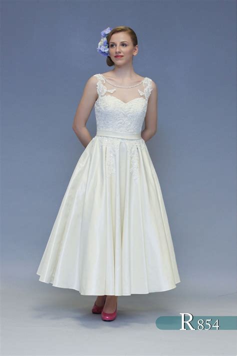 sienna r854 calf length vintage 50s inspired wedding gown by white rose bridal