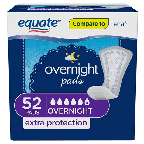 Equate Overnight Womens Ultimate Regular Incontinence Pads 52 Count