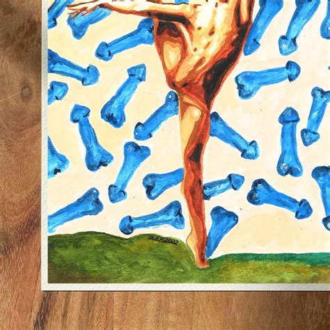 full frontal nudity watercolor art print phallic art print etsy