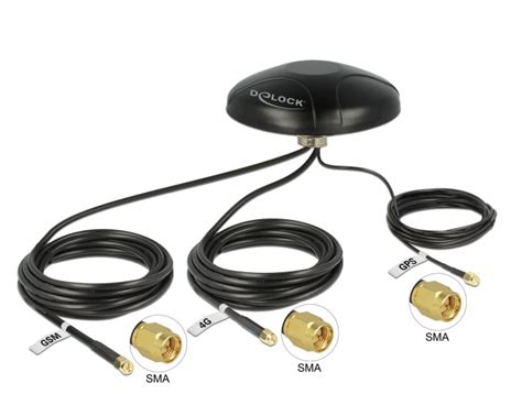 Delock Products 12455 Delock Multiband LTE UMTS GSM GPS Antenna 3 X SMA