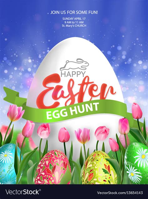 easter egg hunt poster royalty free vector image