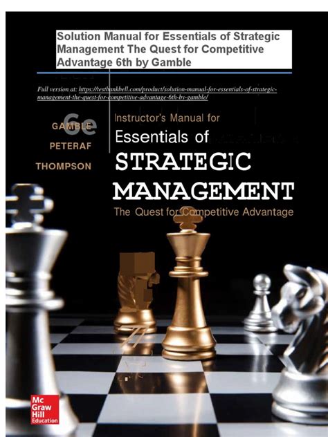 Solution Manual For Essentials Of Strategic Management The Quest For