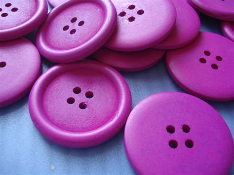 12 Large Deep Pink Buttons 40mm 4 Hole Deep Pink Wooden Buttons Pack