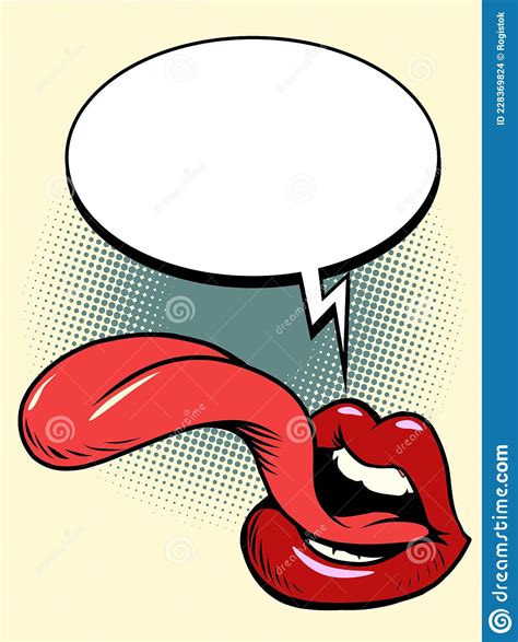 Pop Art Mouth And Tongue Comic Cartoon Retro Style Stock Vector