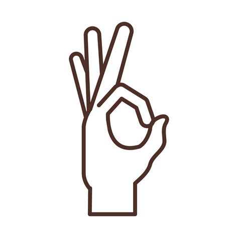 Sign Language Hand Indicating Ok Gesture Line Icon 2594405 Vector Art