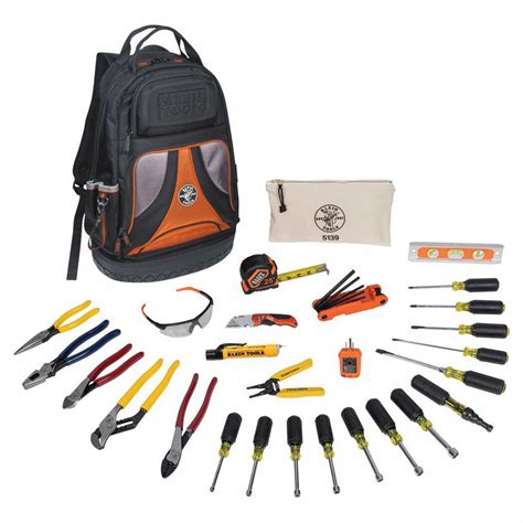 Klein Tools 26 Total Pcs Tool Backpack Electricians Tool Kit 2vza9