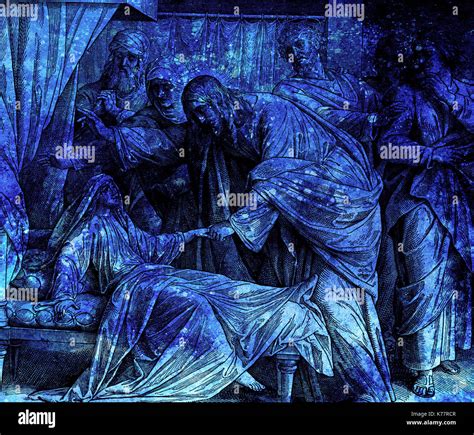 Jesus Heals Jairus´ Daughter Graphic Collage From Engraving Of