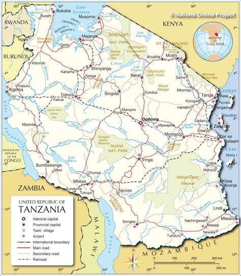 Political Map Of Tanzania 1200 Px With Nations Online Project