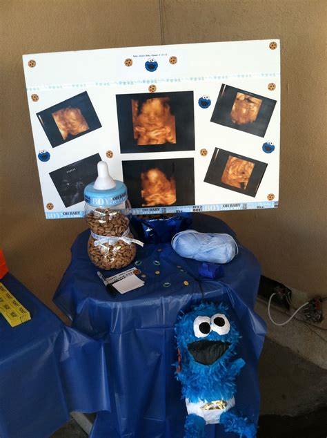 Full of ideas for food, games, decorations, tips for hosting in a small home and much more! 4D ultrasound poster board! Cookie Monster Baby Shower ...