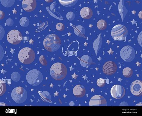 Space Seamless Pattern With Planets Stars Constellations And Comets