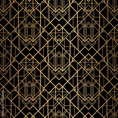 Art Deco Pattern Seamless Black And Gold Background Stock Vector
