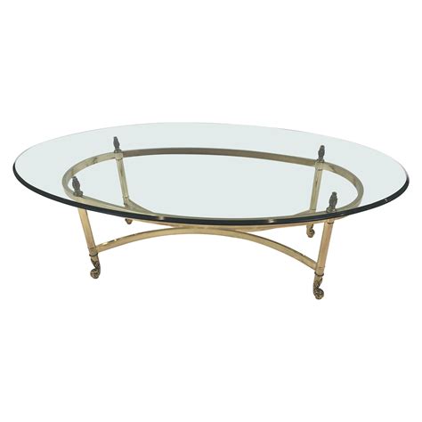 Classic Labarge Brass And Oval Glass Coffee Table At 1stdibs Glass
