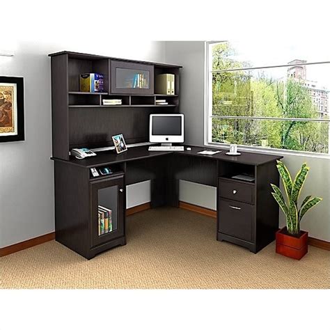 You could decide to rotate the connection desk to any location, parallel or straight. Bush Furniture Cabot L Shaped Computer Desk with Hutch in ...