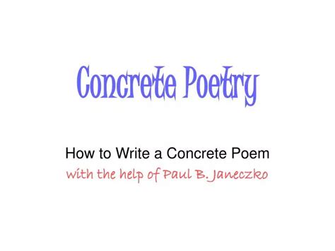 Ppt Concrete Poetry Powerpoint Presentation Free Download Id5422844
