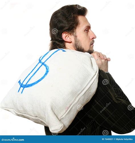 Man With Bag On His Back Stock Image Image Of Sign Business 7640021
