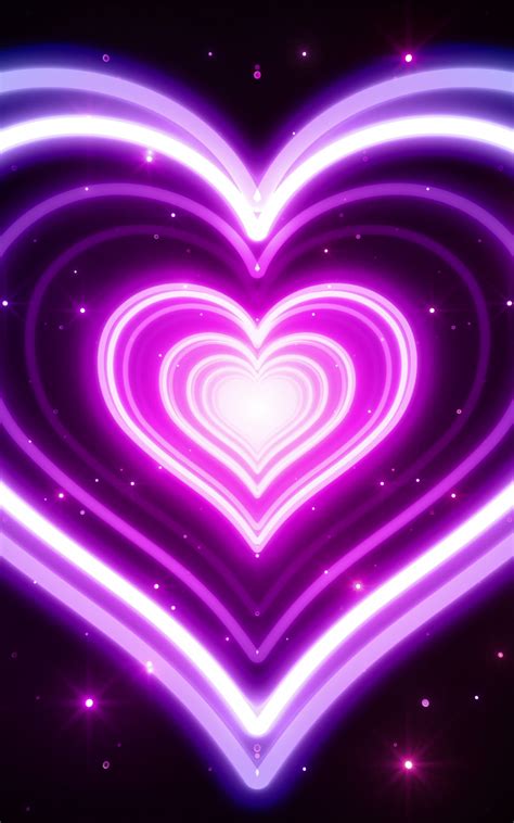 Free Download Purple Neon Heart Abstract 4k Ultra Hd Wallpaper