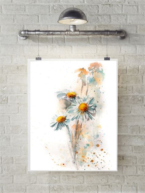 Daisy Flowers Fine Art Print Watercolor Painting Loose Style Etsy