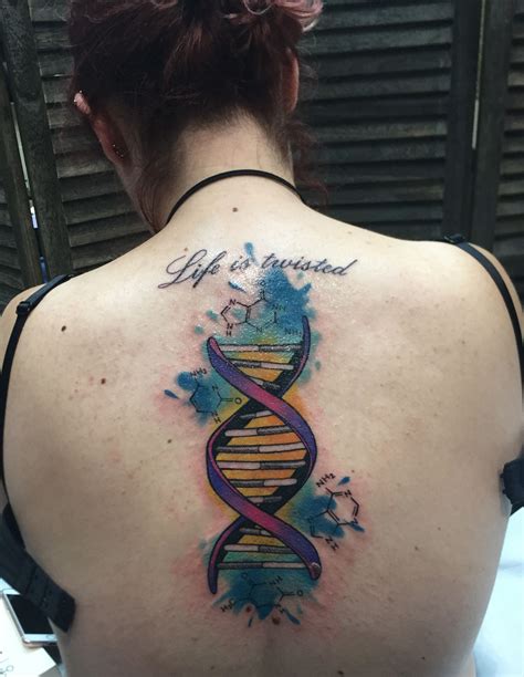 Double Helix Dna Watercolor Tattoo By Angel Mihov ~palitra Tattoo Sf