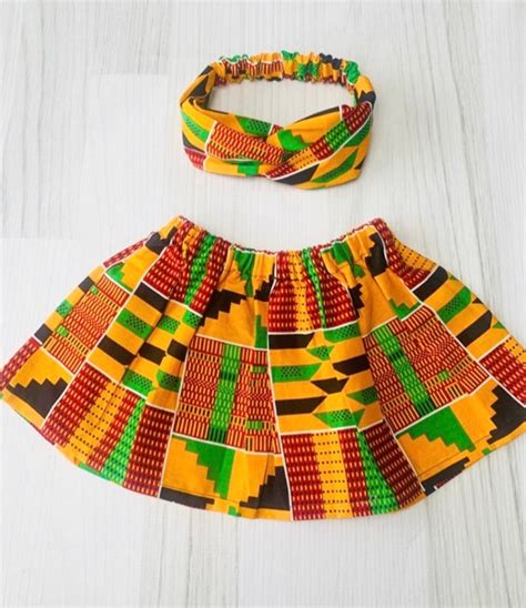 Ankara Skirt African Print Girl Skirt Ankara Twist Headband Etsy