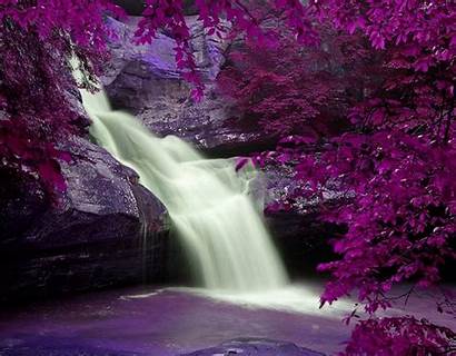 Landscape Fantasy Wallpapers Background Purple Waterfall Scenery