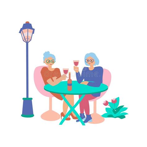 Two Sitting Old Women Talking Stock Illustrations 46 Two Sitting Old
