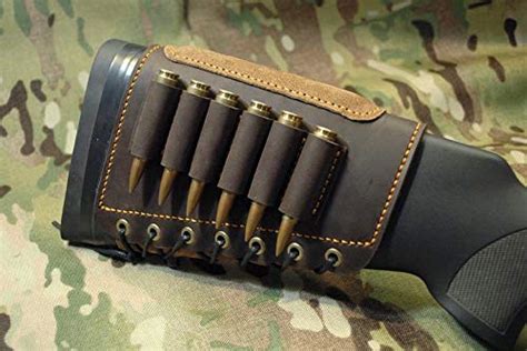 Leather Cartridge Buttstock Shotgun Shell Holder Hunting Buttstock