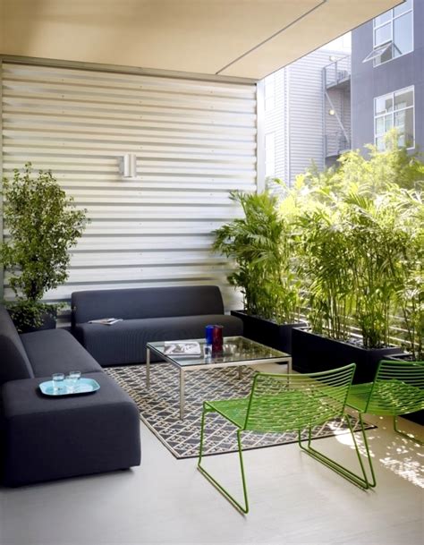 Privacy For The Balcony With Plants And Bamboo Mats Interior Design