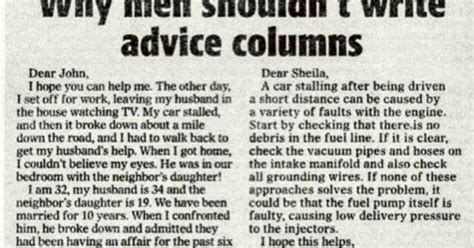 The Randy Report Funny Why Men Shouldnt Write Advice Columns