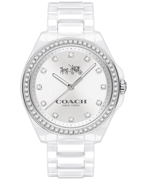 Coach Womens Tristen White Ceramic Bracelet Watch 36mm 14502499 In
