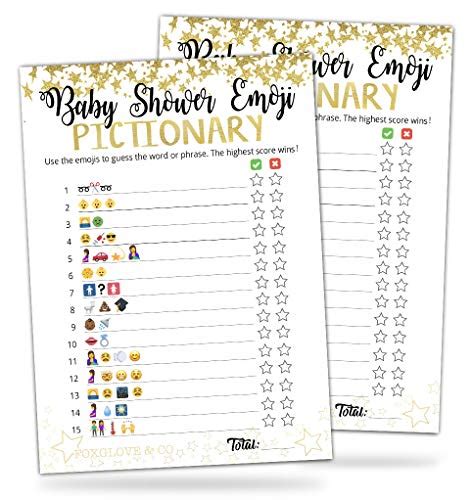 Buy 30 Emoji Pictionary Baby Shower Games Cute Fun Baby Shower Game