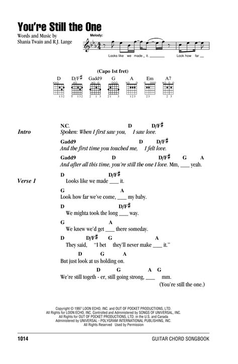 You're still the one i kiss good night. You're Still The One by Shania Twain - Guitar Chords ...