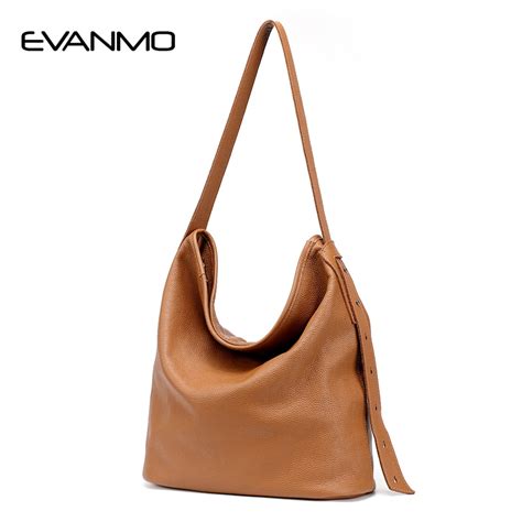 Brand Leather Women Shoulder Bag Female Large Tote Bags Hobo Soft Brown
