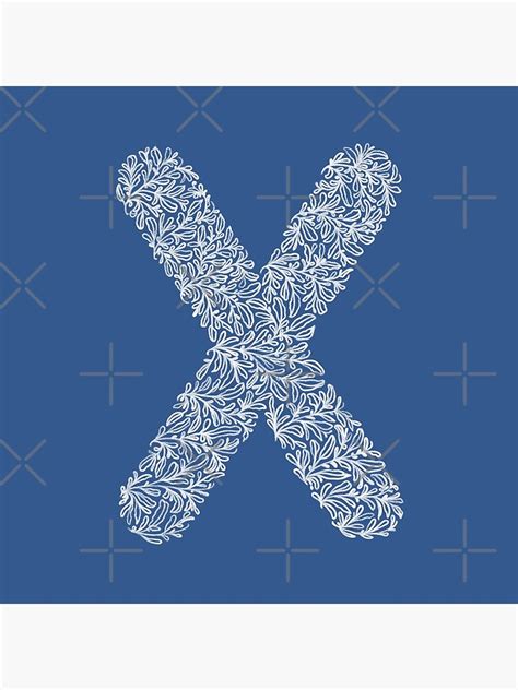X Letter Pencil Drawing Leafy Monogram Poster By Crafticdesign