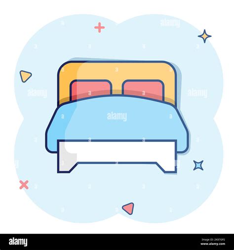 Bed Icon In Comic Style Bedroom Cartoon Sign Vector Illustration On White Isolated Background
